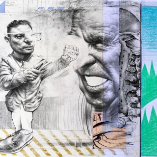 ftw pencil  markers  pastel  collage on paper 82x70 cm