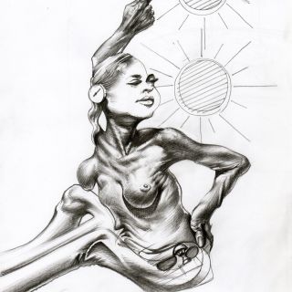 two fires pencil on paper 21x29 7 cm