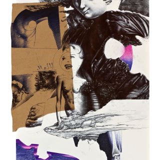 lost and found no4 2021 ballpoint pen and collage on paperx50 cm