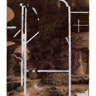 progonos no3  2021 ballpoint pen and acrylic on coloured paperx50 cm